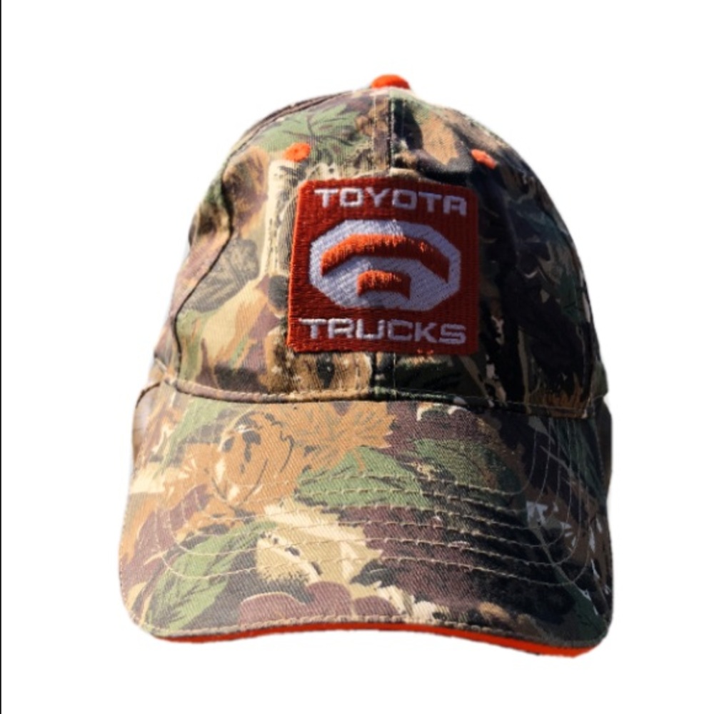 Toyota Tundra Truck Logo Camo Adjustable Hat Cap Hook Loop Orange Camouflage
